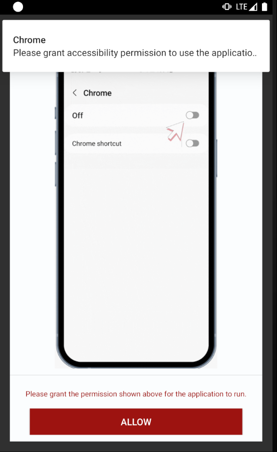 Activity and notification asking for accessibility services to be granted
